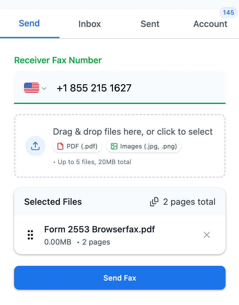 Browserfax Chrome extension — send a fax online from the browser